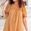 Ave Shops Clothing Saffron Square Neck Gathered Blouse
