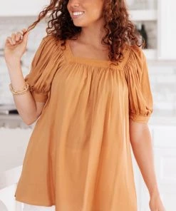 Ave Shops Clothing Saffron Square Neck Gathered Blouse