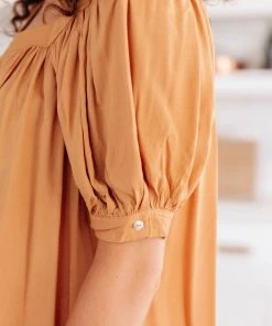 Ave Shops Saffron Square Neck Gathered Blouse | Stylish Short Sleeve Top for Women 17 Ave Shops Clothing Saffron Square Neck Gathered Blouse