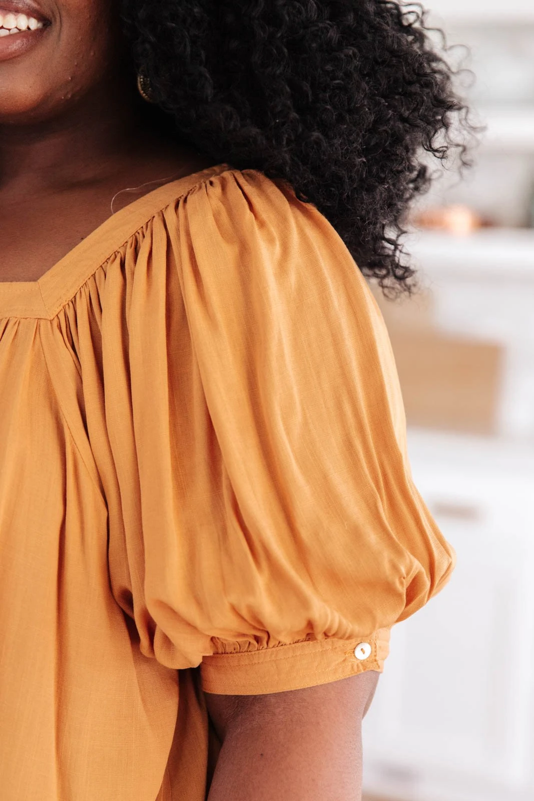 Ave Shops Saffron Square Neck Gathered Blouse | Stylish Short Sleeve Top for Women 10 Ave Shops Clothing Saffron Square Neck Gathered Blouse