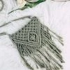 Tassels & Fringe Sage Macramé Small Crossbody Handbag