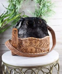 American Darling Handbags & Wallets Salt N Pepper Tooled Bucket Handbag