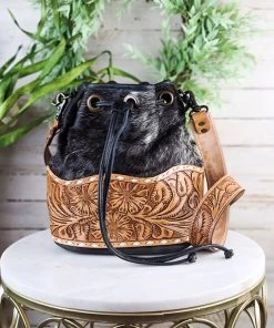 American Darling Handbags & Wallets Salt N Pepper Tooled Bucket Handbag