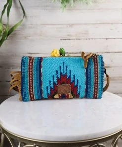 American Darling Santa Fe Blue Aztec Wristlet/Clutch Handbags & Wallets