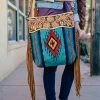 American Darling Santa Fe Blue Saddle Blanket Fringe Handbag Handbags & Wallets