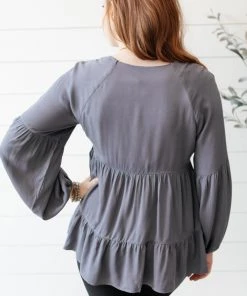 Ave Shops Sassy Swing Top - Charcoal Long Sleeve Tops for Women 31 Ave Shops Sassy Swing Top In Charcoal Long Sleeve Tops