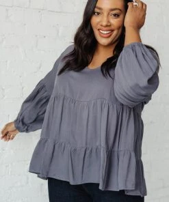 Ave Shops Sassy Swing Top - Charcoal Long Sleeve Tops for Women 21 Ave Shops Sassy Swing Top In Charcoal Long Sleeve Tops