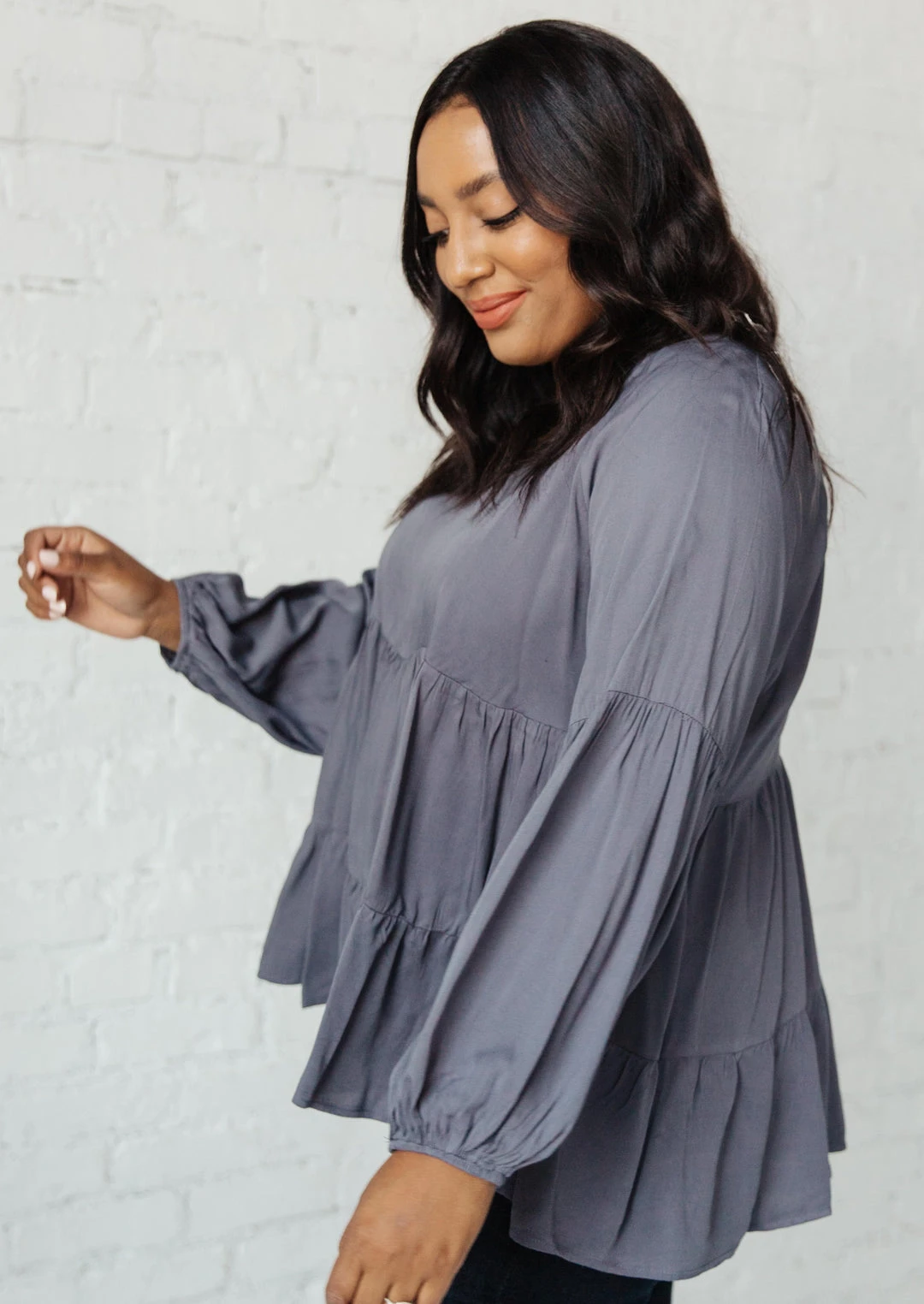 Ave Shops Sassy Swing Top - Charcoal Long Sleeve Tops for Women 4 Ave Shops Sassy Swing Top In Charcoal Long Sleeve Tops