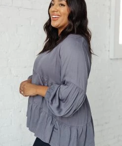 Ave Shops Sassy Swing Top - Charcoal Long Sleeve Tops for Women 20 Ave Shops Sassy Swing Top In Charcoal Long Sleeve Tops