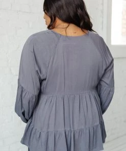 Ave Shops Sassy Swing Top - Charcoal Long Sleeve Tops for Women 23 Ave Shops Sassy Swing Top In Charcoal Long Sleeve Tops