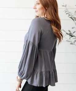 Ave Shops Sassy Swing Top - Charcoal Long Sleeve Tops for Women 29 Ave Shops Sassy Swing Top In Charcoal Long Sleeve Tops