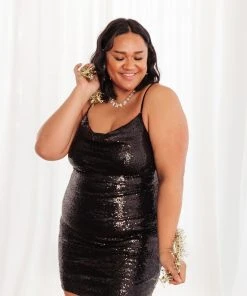 Ave Shops Shining In Sequins Dress In Black