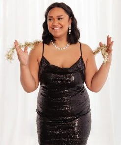 Ave Shops Shining In Sequins Dress In Black