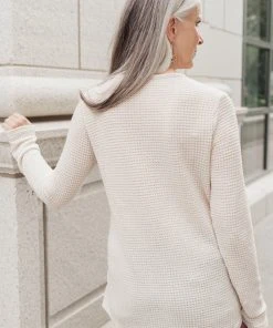 Ave Shops Beige Art Side Long Sleeve Top | Women's Stylish Blouse 24 Ave Shops Side Of Art Top In Beige