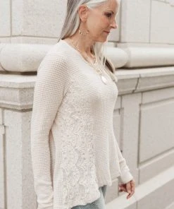 Ave Shops Beige Art Side Long Sleeve Top | Women's Stylish Blouse 20 Ave Shops Side Of Art Top In Beige