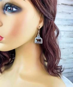 Accessory House Silver Cattle Tag Cutout Earrings Jewelry