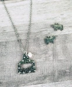 Blue Tortoise Jewelry Silver Cattle Tag Necklace