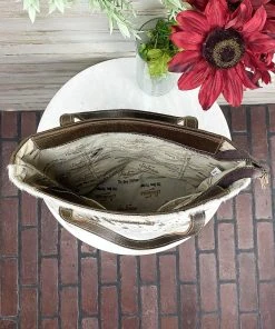 Sixtease Silver Splattered Cowhide Tote Handbag Handbags & Wallets