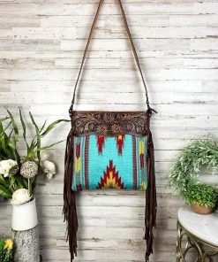 American Darling Concealed Carry Simple Days Turquoise Aztec Fringe Handbag