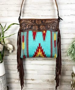 American Darling Concealed Carry Simple Days Turquoise Aztec Fringe Handbag