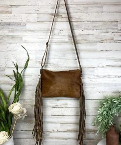 Myra Handbags & Wallets Simplistic Cowhide & Floral Tooled Crossbody