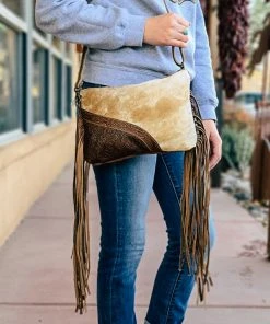 Myra Handbags & Wallets Simplistic Cowhide & Floral Tooled Crossbody