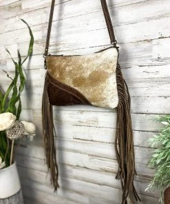 Myra Handbags & Wallets Simplistic Cowhide & Floral Tooled Crossbody