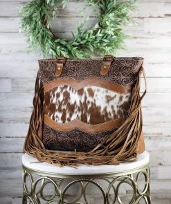 Myra New Arrivals Sioux City Cowhide & Embossed Tote Handbag
