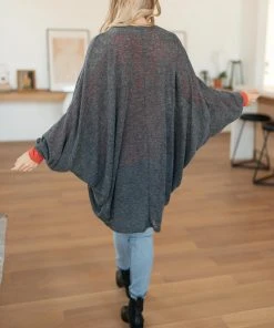 Ave Shops Slouchy Vibe Cardigan In Charcoal