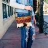 Myra Small Brown & White Cowhide Crossbody Handbags & Wallets