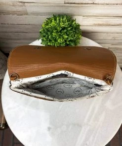 Myra Small Brown & White Cowhide Crossbody Handbags & Wallets