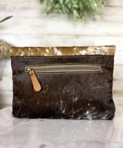 Myra Small Brown & White Cowhide Crossbody Handbags & Wallets