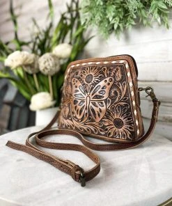 American Darling Handbags & Wallets Small Butterfly Tooled Leather Handbag