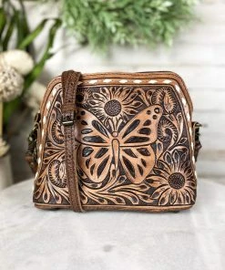 American Darling Handbags & Wallets Small Butterfly Tooled Leather Handbag