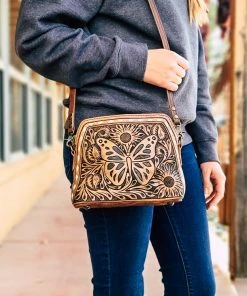 American Darling Handbags & Wallets Small Butterfly Tooled Leather Handbag