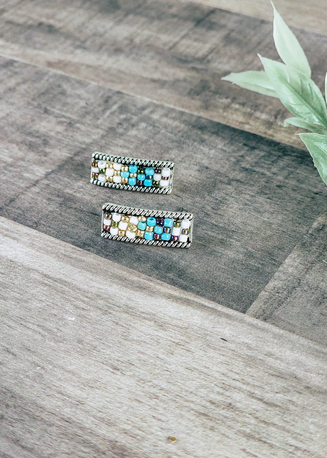 Blue Tortoise Small Multi Color Beaded Post Earrings - Stylish Jewelry for Women 3 Blue Tortoise Small Multi Color Beaded Post Earrings