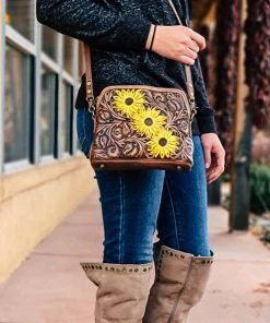 American Darling Handbags & Wallets Small Yellow Sunflower Crossbody Handbag