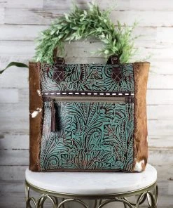 Myra Snazzy Patina Cowhide Tote Handbag