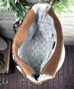Myra Snazzy Patina Cowhide Tote Handbag