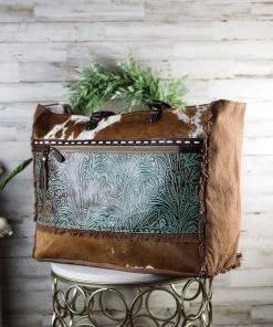 Myra Handbags & Wallets Snazzy Patina Cowhide Weekender Handbag
