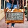 Myra Handbags & Wallets Snazzy Patina Cowhide Weekender Handbag