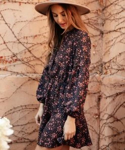 Ave Shops Soft Blossoms Dress In Navy Dresses, Rompers, Jumpsuits