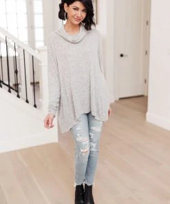 Ave Shops Soft Intentions Grey Sweater