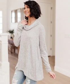 Ave Shops Soft Intentions Grey Sweater