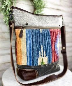 Myra Handbags & Wallets Southwest Technicolor & Cowhide Crossbody Handbag