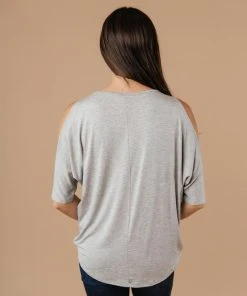 Ave Shops Heather Gray Split The Check Top - Women's Short Sleeve Tops & Blouses 23 Ave Shops Clothing Split The Check Top In Heather Gray