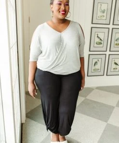 Ave Shops Heather Gray Split The Check Top - Women's Short Sleeve Tops & Blouses 32 Ave Shops Clothing Split The Check Top In Heather Gray