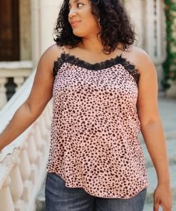 Ave Shops Spots N Lace Camisole In Mauve