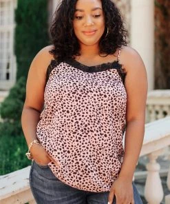 Ave Shops Spots N Lace Camisole In Mauve