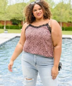 Ave Shops Spots N Lace Camisole In Mauve